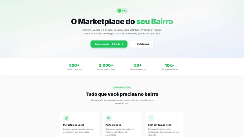 Captura de tela do projeto Vizin